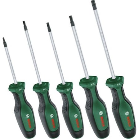 5 parçadan oluşan torx tornavida seti, S2 çelik malzeme ile