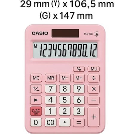 12 Haneli Masa Üstü Hesap Makinesi, Pembe Renk