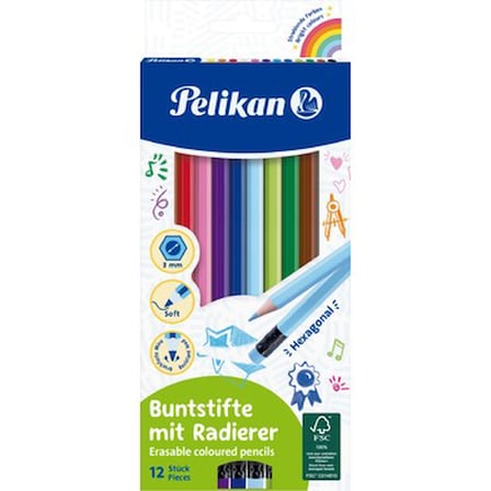 Silgili Kuru Boya Kalemi 12'li Set ile Temiz ve Renkli Çizim
