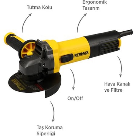 Ergonomik Avuç Taşlama 750 W 115 mm ile Kolay Kullanım