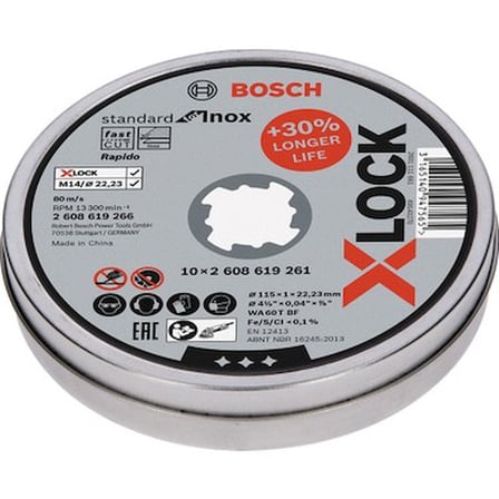 Bosch - X-Lock - 115*1,0MM Standard Seri Düz Inox (Paslanmaz Çelik) Kesme Diski (Taş) - Rapido