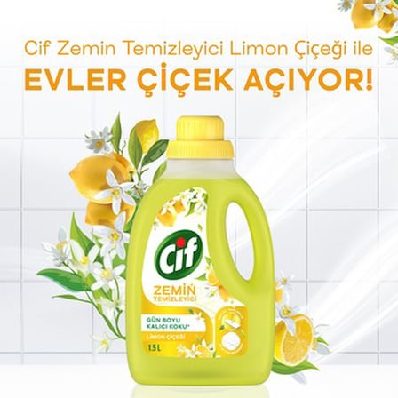 1500 ml Limon Çiçeği Kokusuyla Kalıcı Temizlik Ürünü