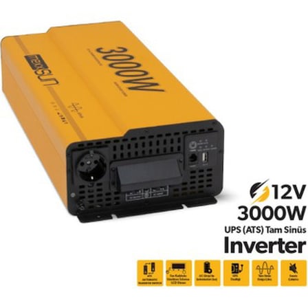 Mexxsun 12V 3000W Ups (Ats) Tam Sinüs Inverter (Ekranlı) – Elegant