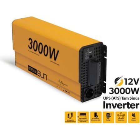 Mexxsun 12V 3000W Ups (Ats) Tam Sinüs Inverter (Ekranlı) – Elegant