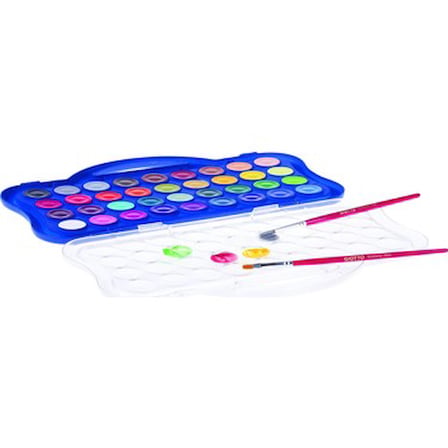 36 Renkli Sulu Boya, 23mm, Kullanışlı Plastik Kutu