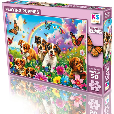 50 Parça Oynayan Yavru Köpekler Temalı Puzzle