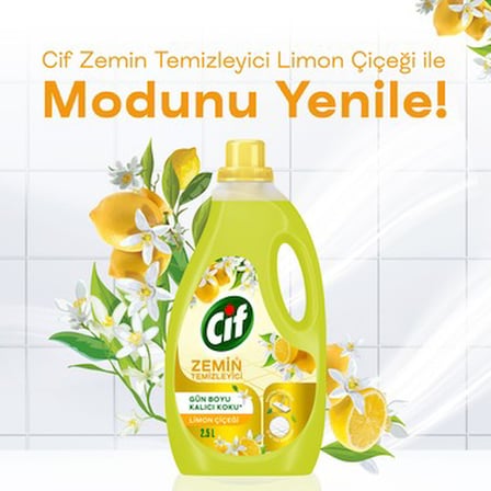 2500 ml Limon Çiçeği Aromalı Zemin Temizleyici ile Parlak Sonuç