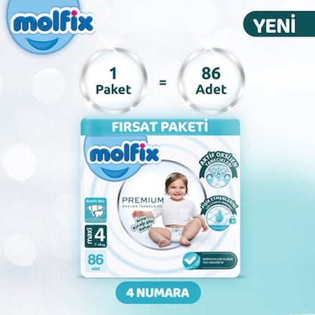 Premium Ultra Fırsat Paketi 4 Beden Bebek Bezi 86 Adet