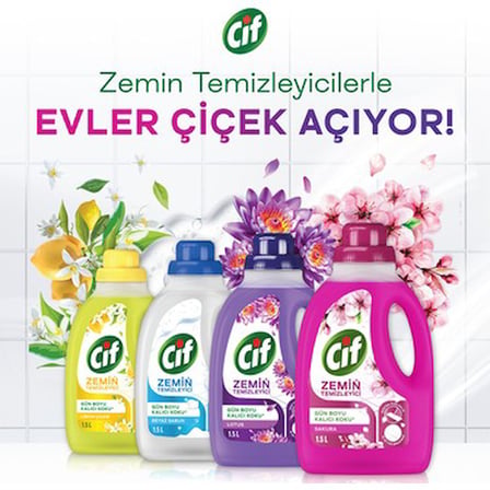1500 ml Sakura Zemin Temizleyici, Kalıcı Koku ve Ekstra Parlaklık