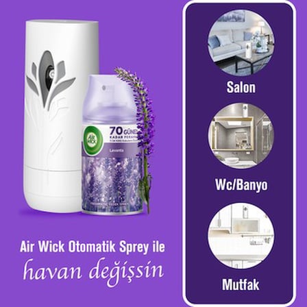 Otomatik Oda Kokusu Sprey Seti, Lavanta, Makine & Yedek
