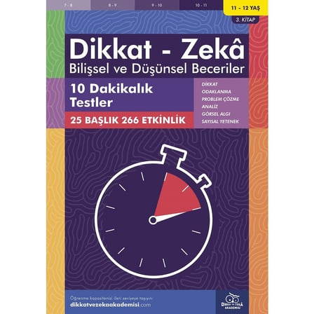 Dikkat ve Zeka Akademisi 10 Dakikalık Testler ( 3. , 266 Etkinlik) / Dikkat – Zekâ & Bilişsel ve