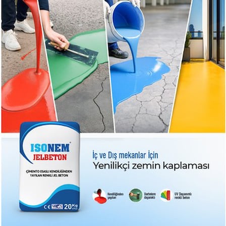 İsonem Jel Beton Çimento Esaslı Kendiliğinden Yayılan Yeşil Jelbeton 20 kg Kraft
