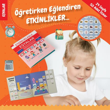 Eşyalar ile Eğlenceli Etkinlikler - Türkçe İngilizce 50 Çıkartma