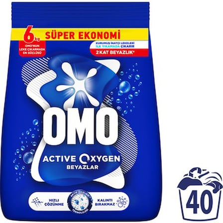 Beyaz Çamaşırlar İçin Aktif Oksijen İçeren Toz Deterjan 6 Kg