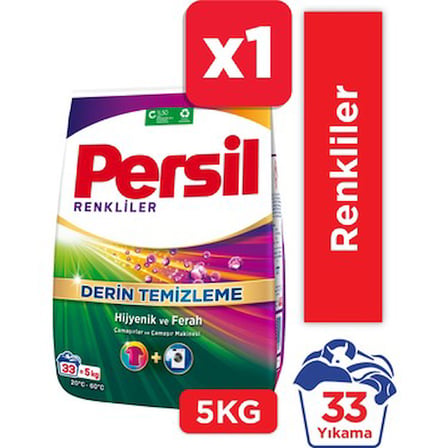 5 kg Renkliler İçin Toz Çamaşır Deterjanı 33 Yıkama