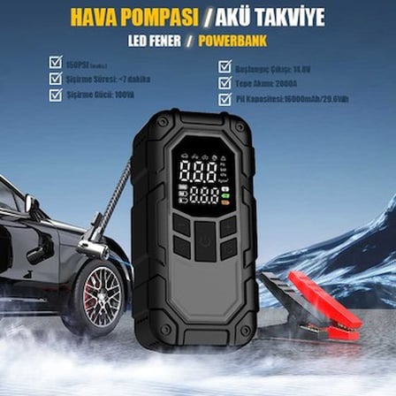 4in1 Akü Takviye ve Hava Pompası ile Pratik Kullanım