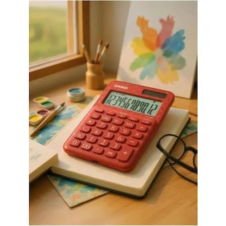 Casio MS-20UC-JRD 12 Haneli Kırmızı Desenli Masa Üstü Hesap Makinesi LCD