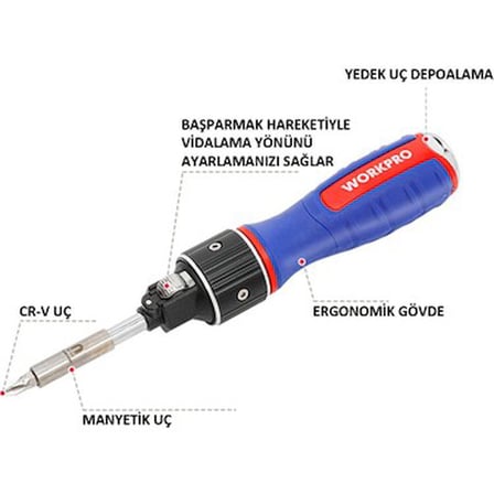 6-In-1 Cırcırlı Manyetik Tornavida ile Çok Yönlü Kullanım