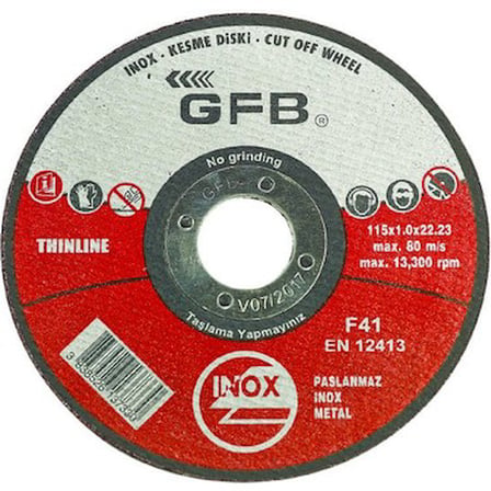 Inox Kesme Taşı 180x1.6x22.23, 10 Adet Set