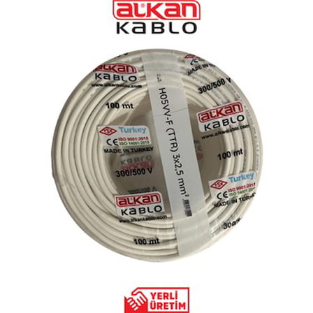 3x1,5 Mm² Beyaz Kablo %100 Bakır 5 Metre