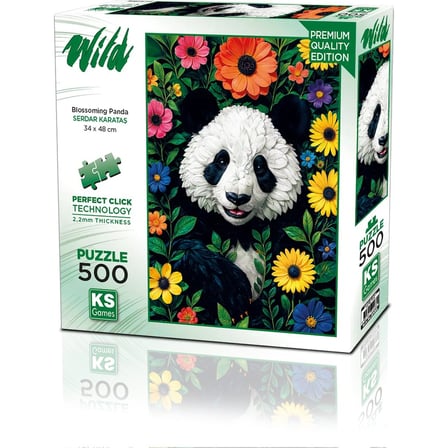 500 Parçalı Filizlenen Panda Temalı Eğlenceli Yapboz