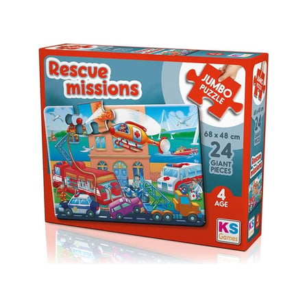 24 Parça Eğlenceli Jumbo Puzzle, Kurtarma Görevleri Temalı ve Renkli Tasarım