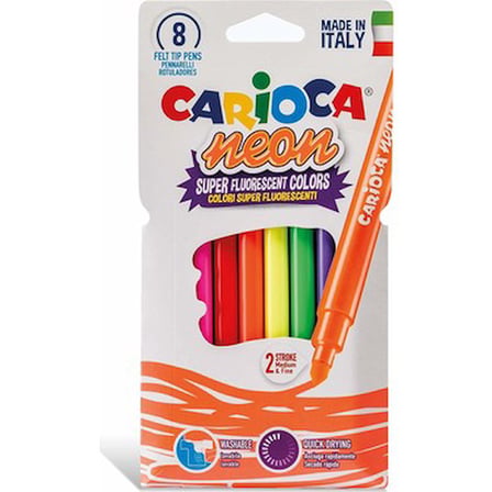 Neon Yıkanabilir Keçeli Kalem 8'li Set, Canlı Renkler