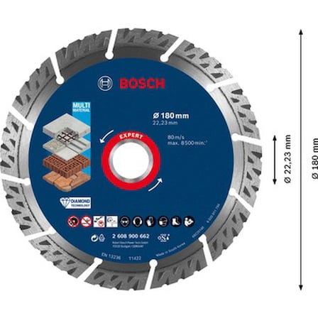 180 x 22,23 x 2,4 x 12 mm Elmas Kesme Diski, Çok Amaçlı
