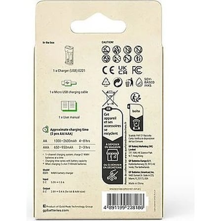 USB Şarjlı 2 Kanallı Pil Cihazı, 1.2 V Ni-Mh AAA