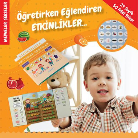 Meyveler Sebzeler ile Eğlenceli Etkinlikler - Türkçe İngilizce 50 Çıkartma