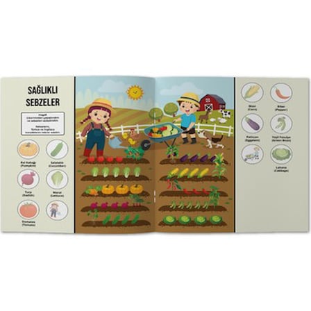 Meyveler Sebzeler ile Eğlenceli Etkinlikler - Türkçe İngilizce 50 Çıkartma