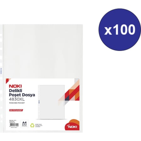 100 Adet Şeffaf XL Poşet Dosya, A4 Boyutunda