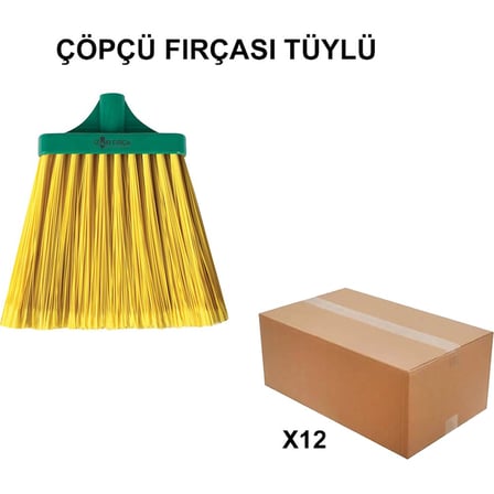 Tüylü Toptan Çöpçü Fırçası, 12 Adet Paket
