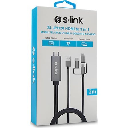 HDMI Görüntü Aktarıcı, Mobil Telefon Uyumlu 2m Uzunlukta