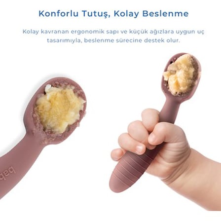 İkili Silikon Kaşık Seti, Bebeğiniz İçin Sağlıklı