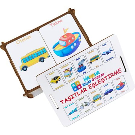 Taşıt Resimleriyle Zihinsel Becerileri Geliştiren Ahşap Oyuncak
