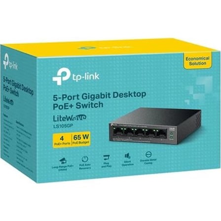 TP-Link Tp-lınk Ls105gp 4 Port Gıgabıt + 1 Port Rj45 Uplınk Poe 65w 250 Metre Poe Mesafe Metal Kasa
