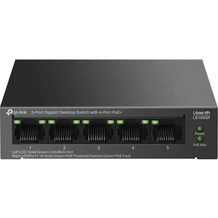 TP-Link Tp-lınk Ls105gp 4 Port Gıgabıt + 1 Port Rj45 Uplınk Poe 65w 250 Metre Poe Mesafe Metal Kasa