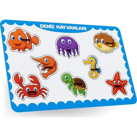Deniz Hayvanları Temalı 8 Parça Ahşap Puzzle Eğitici