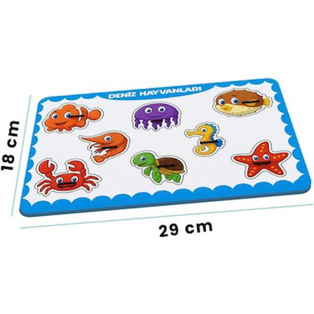 Deniz Hayvanları Temalı 8 Parça Ahşap Puzzle Eğitici