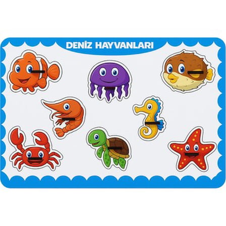 Deniz Hayvanları Temalı 8 Parça Ahşap Puzzle Eğitici