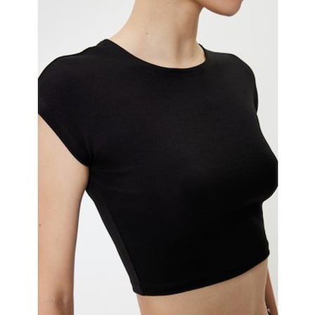 Kap Kol Bisiklet Yaka Kadın Tişört: Modal Karışımlı Slim Fit
