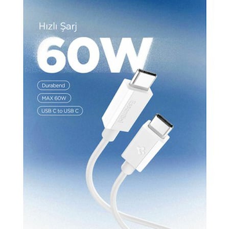 Spigen USB-C to USB-C 1 Metre Kablo 60W Güç / PPS 2.0 Super Hızlı Şarj / 480 Mbps Data Aktarım Hızı