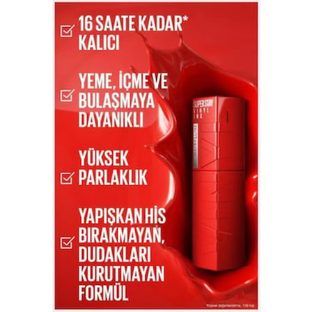 Maybelline New York Super Stay Vinyl Ink Uzun Süre Kalıcı Şeftali Tonlu Likit Parlak Ruj 35