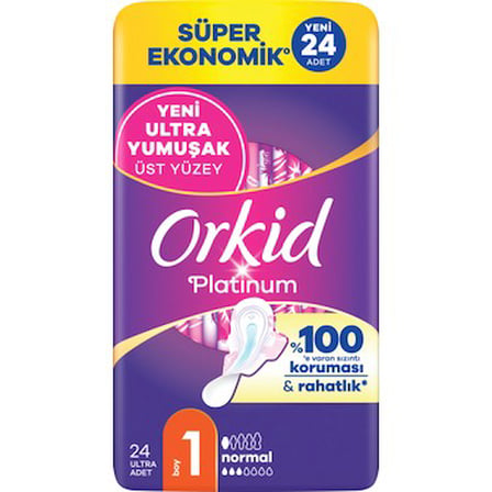 Orkid Platinum Hijyenik Ped Süper Ekonomik Paket Normal (Boy 1) 24 Adet