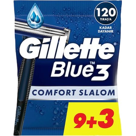 Gillette Blue3 Slalom Kullan At Tıraş Bıçağı 12'li Paslanmaz Çelik ile Profesyonel Tıraş