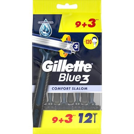 Gillette Blue3 Slalom Kullan At Tıraş Bıçağı 12'li Paslanmaz Çelik ile Profesyonel Tıraş