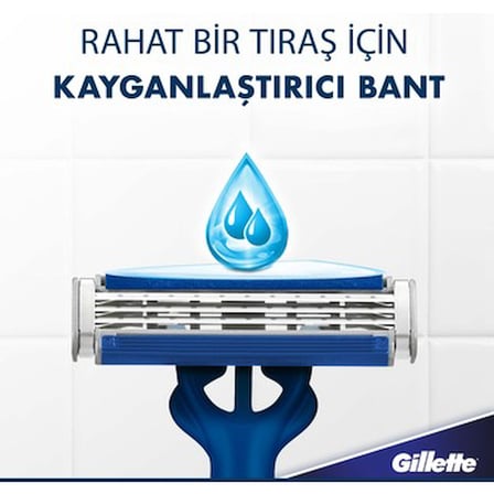 Gillette Blue3 Slalom Kullan At Tıraş Bıçağı 12'li Paslanmaz Çelik ile Profesyonel Tıraş