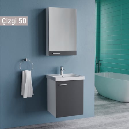 50 cm Antrasit Gri Banyo Aksesuarı, Modern Stil