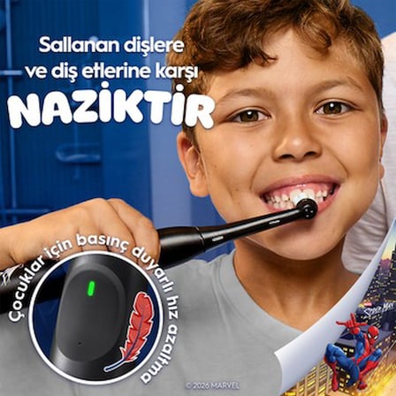 Çocuklar için şarjlı diş fırçası, Spider-Man tasarımı ile